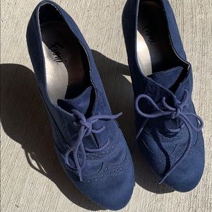Blue suede Fiona heels